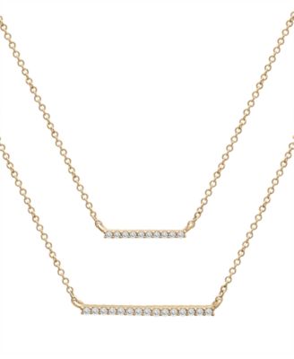 Wrapped - Diamond Double Bar Layered Necklace (1/6 ct. t.w.), 17" + 1" extender