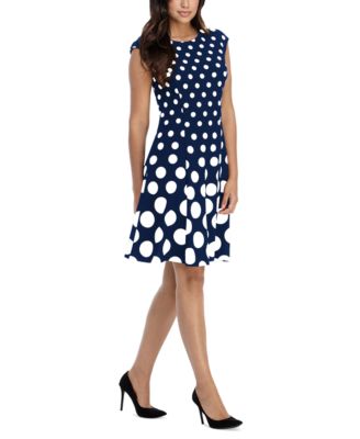 London Times - Petite Polka-Dot Fit & Flare Dress