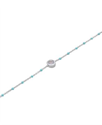 Macy's - Aquamarine (1/5 ct. t.w.) & Enamel Bead Link Bracelet in Sterling Silver (Also in Additional Gemstones)