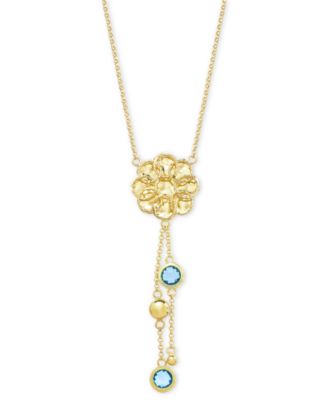 Macy's - Swiss Blue Topaz Flower 18" Lariat Necklace (2 ct. t.w.) in 14k Gold-Plated Sterling Silver (Also in Citrine & Amethyst)
