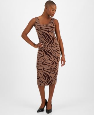 Bar III - Petite Cheetah-Print Bodycon Midi Dress