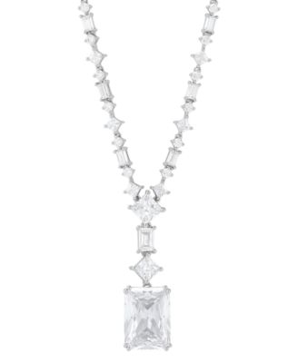 Arabella - Cubic Zirconia Multi-Cut Fancy 18" Pendant Necklace in Sterling Silver