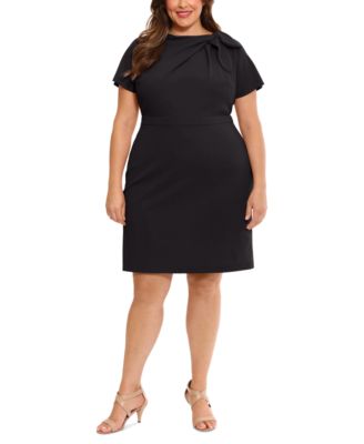 London Times - Plus Size Bow-Neck Sheath Dress