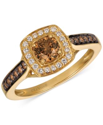 Le Vian - Chocolate Diamond & Vanilla Diamond Halo Ring (5/8 ct. t.w.) in 14k Gold