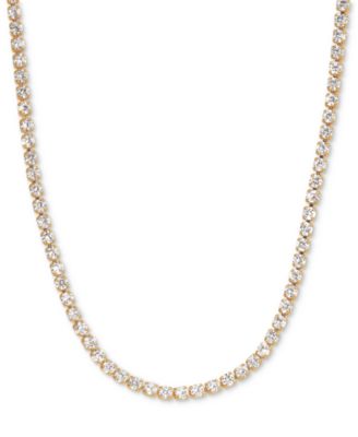 Girls Crew - 18k Gold-Plated Crystal Tennis Necklace, 14" + 3" extender