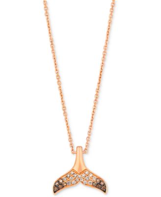 Le Vian - Chocolate Ombr&eacute; Diamond Whale Tail 19" Adjustable Pendant Necklace (1/5 ct. t.w.) in 14k Rose Gold