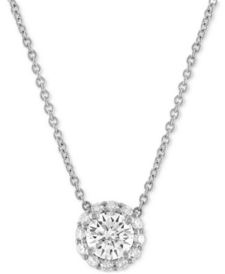 Alethea™ - Certified Diamond Halo Pendant Necklace (1/2 ct. t.w.) in 14k White Gold featuring diamonds from De Beers Code of Origin