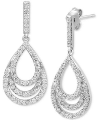 Macy's - Diamond Layered Teardrop Drop Earrings (3/4 ct. t.w.) in 10k White Gold