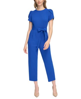 Calvin Klein - Women's Tie-Waist Tulip-Sleeve Jumpsuit