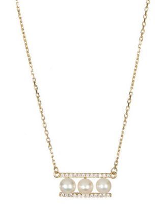 ADORNIA - 14k Gold-Plated Imitation Pearl Bar Pendant Necklace