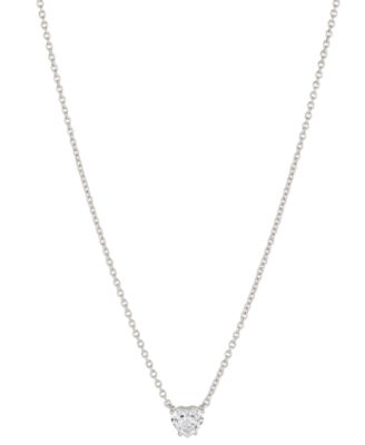 Eliot Danori - Silver-Tone Cubic Zirconia Heart Pendant Necklace, 16" + 2" extender