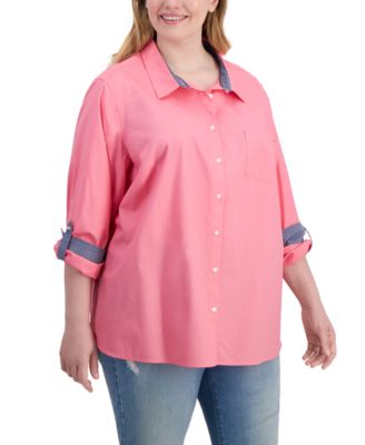 Tommy Hilfiger - Plus Size Cotton Roll-Tab Shirt