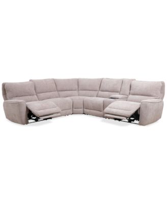 Furniture - Deklyn 129" 6-Pc. Fabric Sectional with 2 Power Recliners & 1 Console