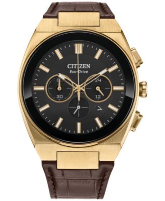 Citizen - Men's Chronograph Modern Brown Leather Strap Watch 43mm