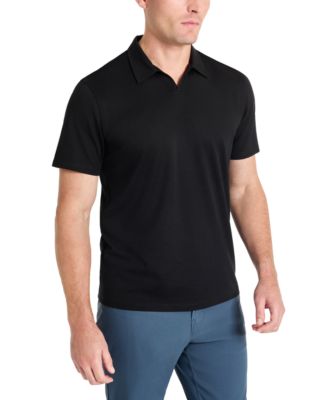 Kenneth Cole - Men's 4-Way Stretch Textured-Knit Open-Collar Polo Shirt