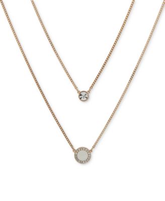 DKNY - Gold-Tone Crystal & Color Inlay Layered Pendant Necklace, 16" + 3" extender