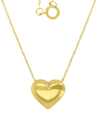 Macy's - Polished Puff Heart Pendant Necklace in 10k Gold, 16" + 2" extender