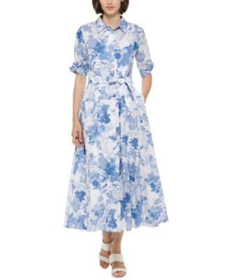 Calvin Klein - Women's Cotton Tie-Waist Shirtdress