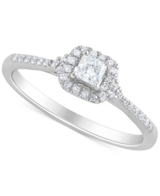 Macy's - Diamond Princess Halo Ring (1/3 ct. t.w.) in 14k White Gold