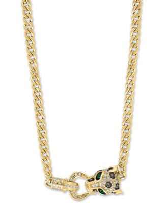 EFFY Collection - Multicolor Diamond (x ct. t.w.) & Emerald (1/20 ct. t.w.) Panther Head 17" Statement Necklace