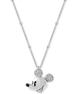 Wonder Fine Jewelry - Diamond Mickey Mouse 18" Pendant Necklace (1/20 ct. t.w.) in Sterling Silver
