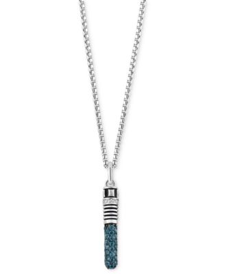 Wonder Fine Jewelry - London Blue Topaz (1 ct. t.w.) & Diamond (1/20 ct. t.w.) Obi-Wan Kenobi Lightsaber 18" Pendant Necklace in Sterling Silver
