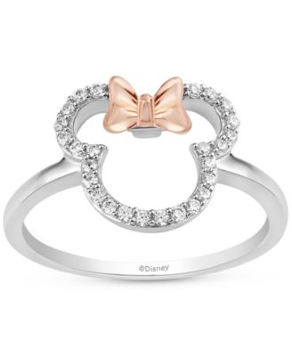 Wonder Fine Jewelry - Diamond Minnie Mouse Silhouette Ring (1/6 ct. t.w.) in Sterling Silver & Rose Gold-Plate