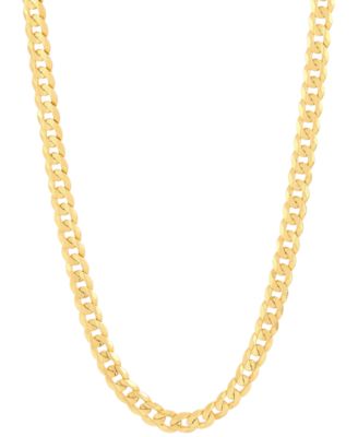 Italian Gold - Polished Solid Curb Link 22" Chain Necklace in 10k Gold