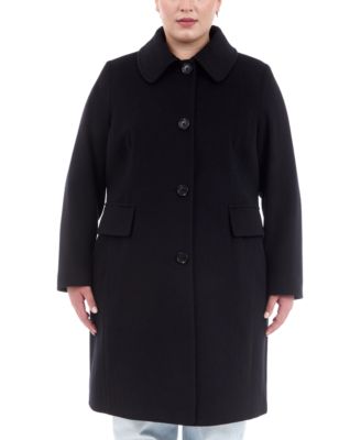 Anne Klein - Plus Size Single-Breasted Walker Coat