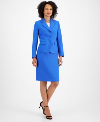Le Suit - Textured Two-Button Jacket & Skirt Suit, Regular & Petite Sizes
