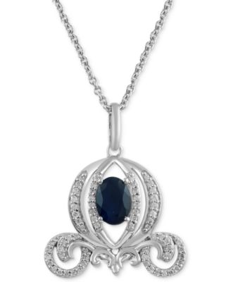 Disney Enchanted Vault - Sapphire (1 ct. t.w.) & Diamond (1/5 ct. t.w.) Cinderella Carriage Pendant Necklace in Sterling Silver, 16" + 2" extender