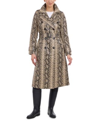 BCBGMAXAZRIA - Women's Faux-Leather Snakeskin-Print Trench Coat