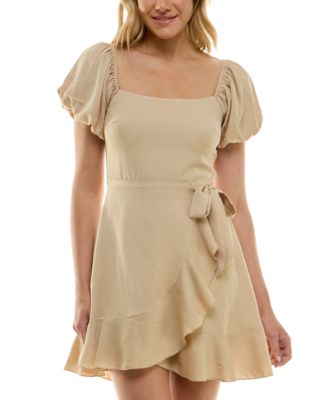 Trixxi - Juniors' Ruffled Faux-Wrap Dress