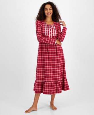 Charter Club - Women's Long-Sleeve Plaid Flannel Robe