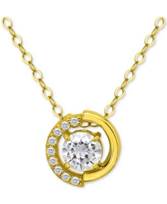 Giani Bernini - Cubic Zirconia Asymmetric Halo Pendant Necklace in 18k Gold-Plated Sterling Silver, 16" + 2" extender