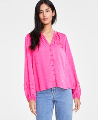 On 34th - Women's Long-Sleeve Pintucked Blouse