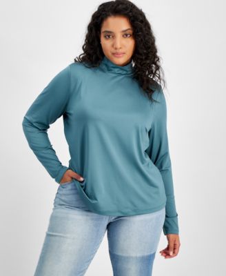 And Now This - Trendy Plus Size Mock-Neck Long-Sleeve Top