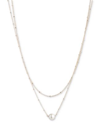 Emily in Paris - Gold-Tone Imitation Pearl Double-Row Statement Necklace, 16" + 3" extender