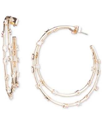 Emily in Paris - Gold-Tone Medium Cubic Zirconia Double-Row Hoop Earrings, 1.75"