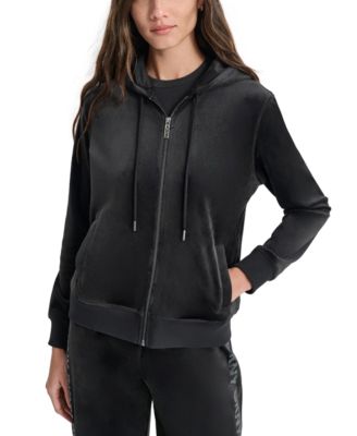 DKNY Jeans - Petite Rhinestone Logo Zipper Hoodie