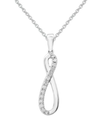 Macy's - Diamond Infinity 18" Pendant Necklace (1/10 ct. t.w.) in Sterling Silver