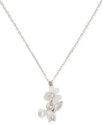 kate spade new york - Gold-Tone Mixed Stone Flower Pendant Necklace, 16" + 3" extender