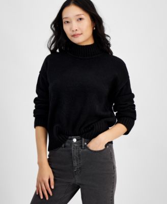 On 34th - Women's Mock-Neck Jersey Roll-Trim Sweater