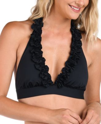 La Blanca - Women's Island Goddess Ruffled Halter Bikini Top