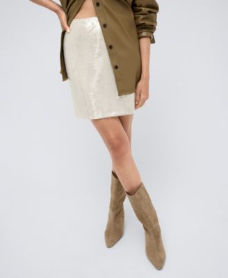 Kenneth Cole - Women's Back-Zip A-Line Mini Sequin Skirt