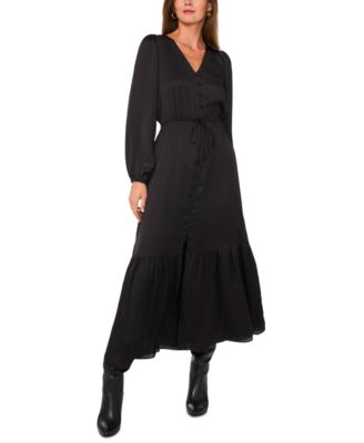 1.STATE - Women's Drawstring-Waist Button-Front Maxi Dress