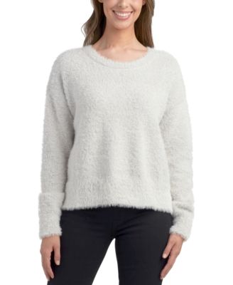 BCX - Juniors' Solid Long-Sleeve Cropped Crewneck Sweater