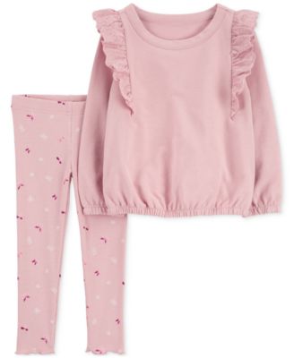 Carter's - Toddler Girls Flutter Pullover Sweatshirt & Floral Leggings, 2 Piece Set