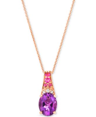 Le Vian - Amethyst (1-1/3 ct. t.w.), Pink Sapphire (1/10 ct. t.w.) & Nude Diamond Accent 20" Adjustable Pendant Necklace in 14k Rose Gold