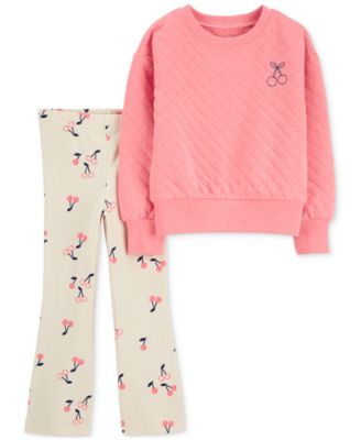 Carter's - Baby Girls Cherry Double-Knit Pullover Top & Flare Leggings, 2 Piece Set